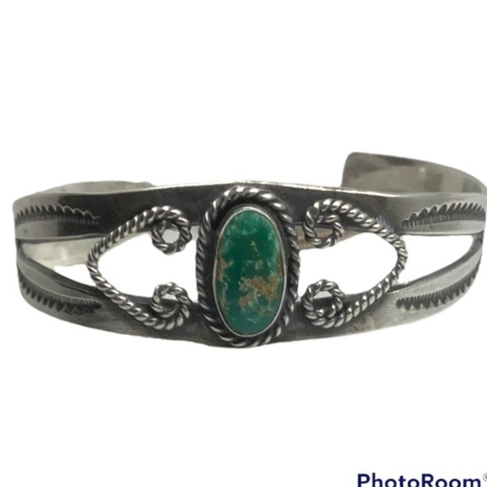 Blue turquoise sterling silver cuff bracelet